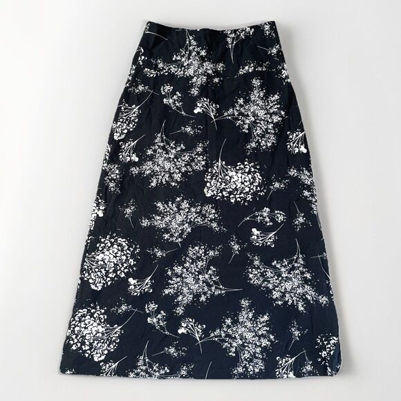 Banana Republic‎ Pretty Navy Blue Floral Skirt 4P Petite Maxi A-line Wedding - Picture 1 of 7
